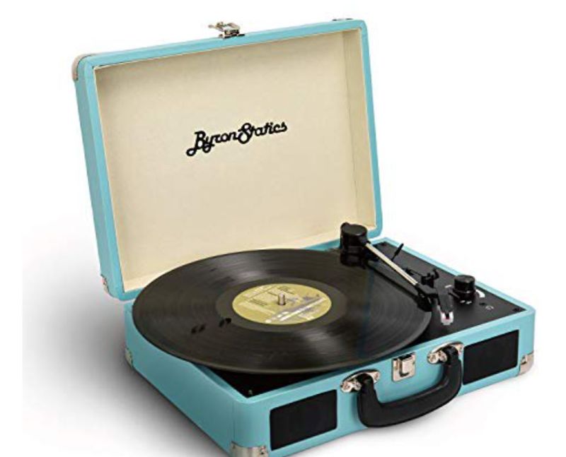 Photo 1 of Byron Statics Vinyl Record Player 3 Speed Turntable Record Player with 2 Built in Stereo Speakers, Replacement Needle Supports RCA Line Out AUX in Headphone Jack Portable Vintage Suitcase Teal