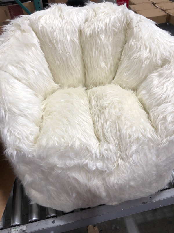 Photo 2 of "Big Joe Milano Beanbag Chair Ivory Shag"
