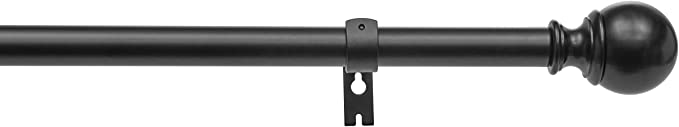 Photo 1 of AmazonBasics 1" Curtain Rod with Round Finials, 72" to 144", Black
