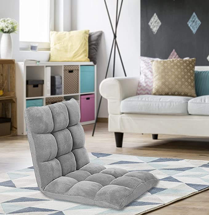 Photo 1 of Chic Home Iconic Home Daphene Adjustable Recliner Rocker Memory Foam Armless Floor Gaming Ergonomic Chair, Grey (FRC2743-AN)
