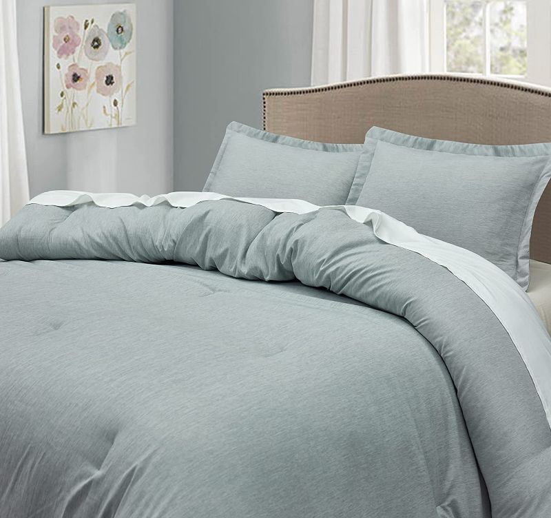 Photo 1 of CozyLux Queen Comforter Set Grey Cationic Dyeing 3-Piece Soft Bed Set Gray Luxury Lightweight Fluffy Microfiber Down Alternative Duvet Insert for All Season (1 Comforter, 2 Shams)
