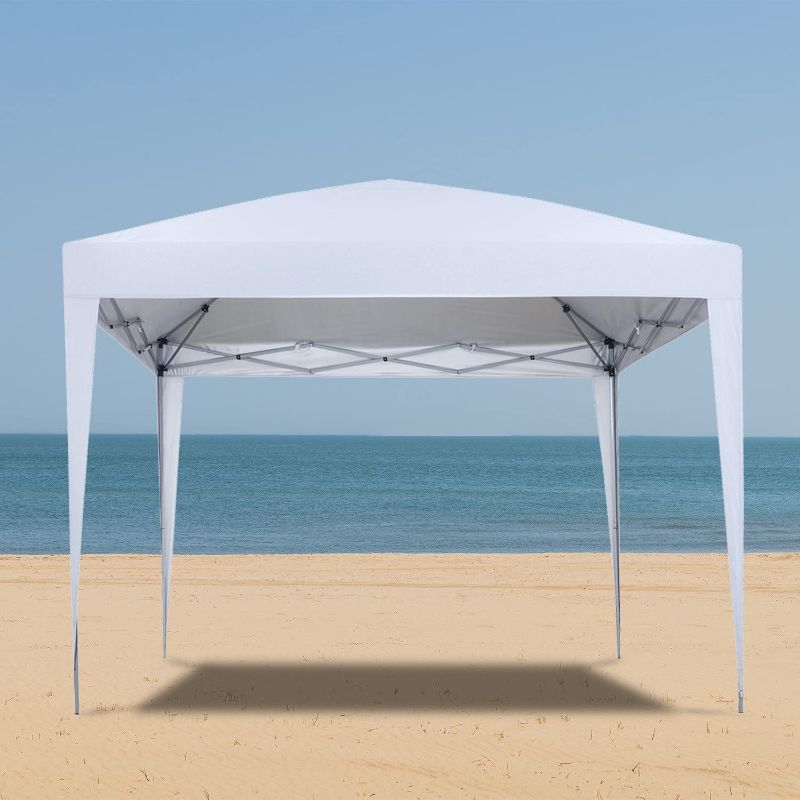 Photo 1 of 10 x 10 ft Pop-Up Canopy Tent Gazebo for Beach Tailgating Party White
