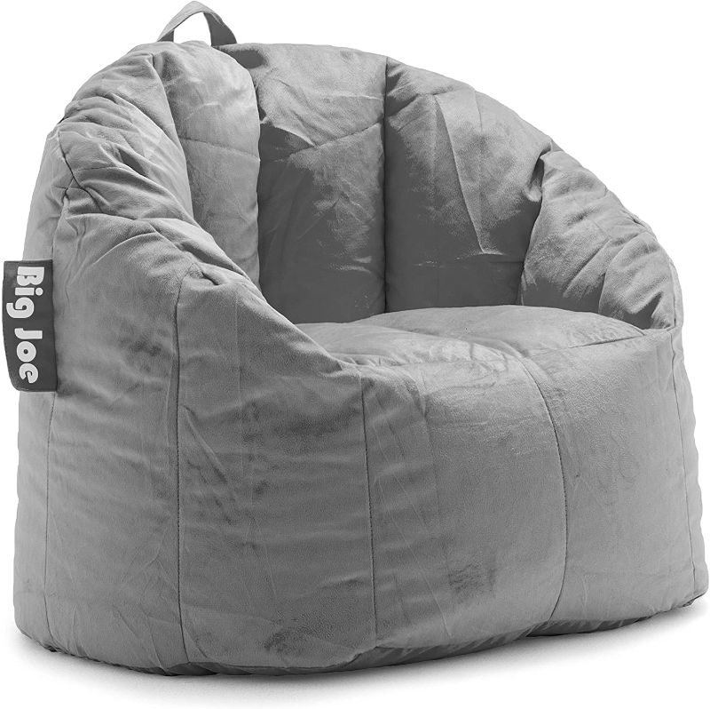 Photo 1 of Big Joe Milano Beanbag Chair, Medium, Gray Plush
