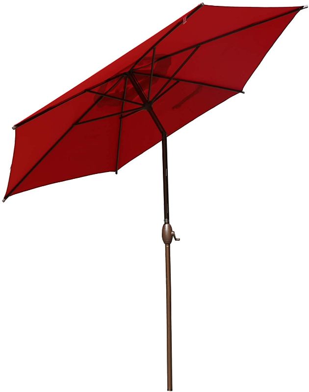 Photo 1 of Abba Patio 9ft Patio Umbrella Outdoor Umbrella Patio Market Table Umbrella with Push Button Tilt and Crank for Garden, Lawn, Deck, Backyard & Pool, Red
