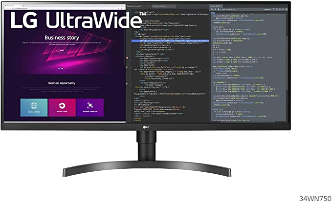 Photo 1 of LG 34WN750-B Monitor 34" 21:9 WQHD (3440 x 1440) IPS Display, AMD FreeSync, Dual Controller, OnScreen Control, 3-Side Borderless Design - Black
