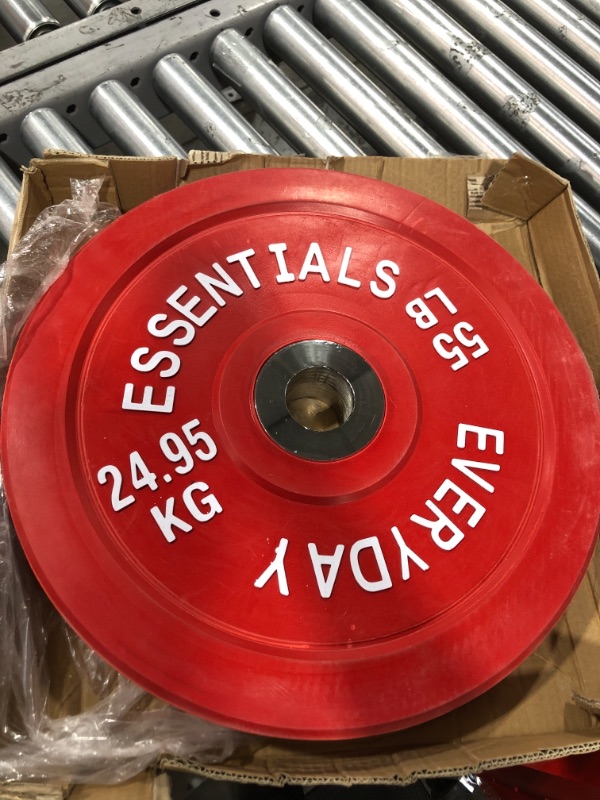 Photo 2 of BalanceFrom Color Coded Olympic Bumper Plate Weight Plate with Steel Hub, 55 Lbs.
