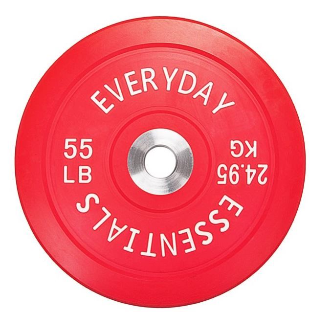 Photo 1 of BalanceFrom Color Coded Olympic Bumper Plate Weight Plate with Steel Hub, 55 Lbs.
