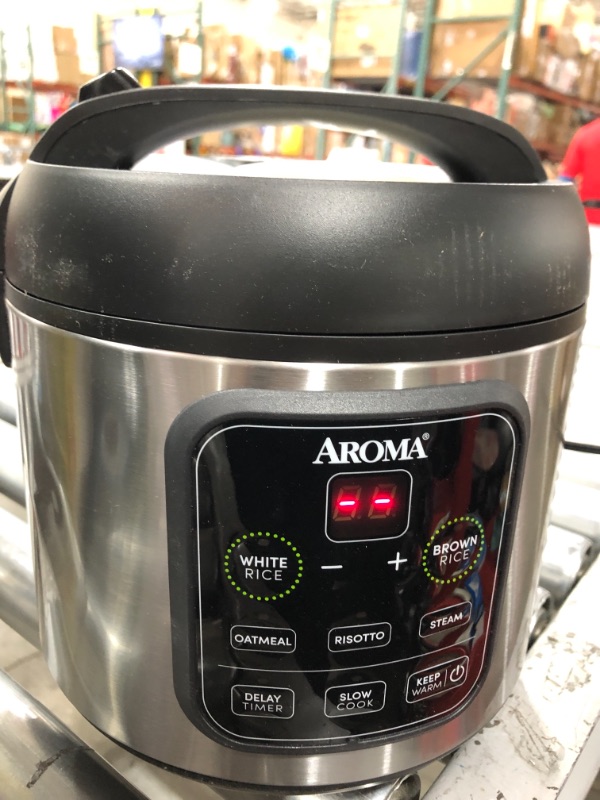 Photo 2 of Aroma Housewares ARC-994SB Rice & Grain Cooker Slow Cook, Steam, Oatmeal, Risotto, 8-cup cooked/4-cup uncooked/2Qt, Stainless Steel
