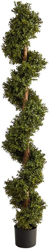 Photo 1 of 6ft. Boxwood Spiral Topiary Artificial Tree
