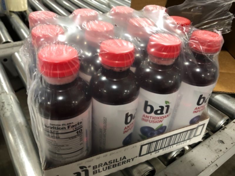 Photo 2 of Bai Flavored Water, Brasilia Blueberry, Antioxidant Infused Drinks, 18 Fluid Ounce Bottles, 12 Count exp 07/23/2023
