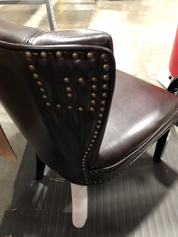 Photo 2 of ACCENT CHAIR BROWN STUDDED 