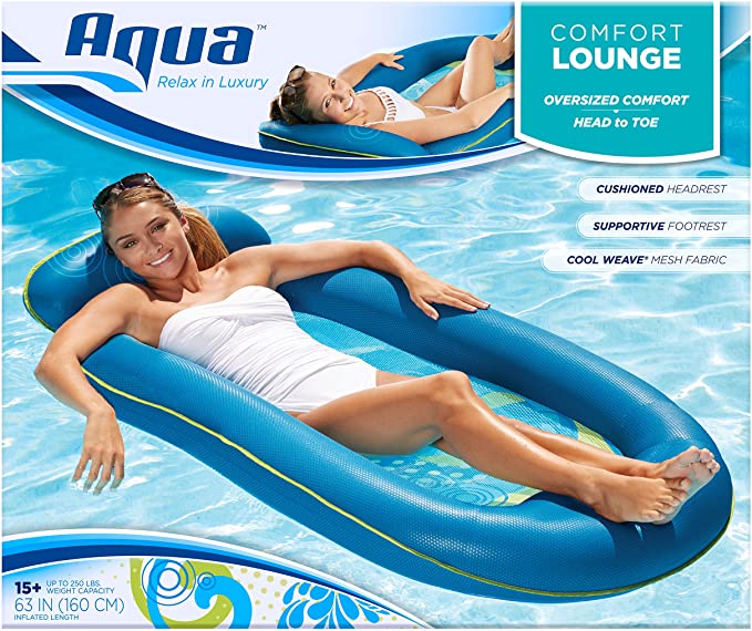 Photo 1 of Aqua Comfort Pool Float Lounge – Inflatable Pool Floats for Adults with Headrest and Footrest – Bubble Waves