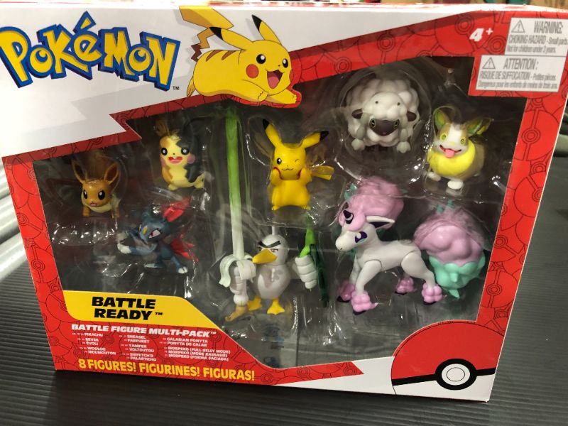 Photo 2 of Pokémon Battle Figure Multi Pack Toy Set, 8 Pieces - Generation 8 - Includes Pikachu, Eevee, Wooloo, Sneasel, Yamper, Ponyta, Sirfetch'd & Morpeko - Ages 4+