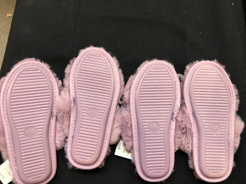 Photo 3 of Girls' Brooklyn Crossband Fur Slippers - Cat & Jack - Size Med 2/3 ---(2 pack)