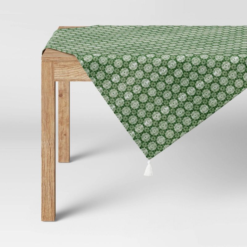 Photo 1 of 50" Distressed Medallion Table Throw Green - Threshold™