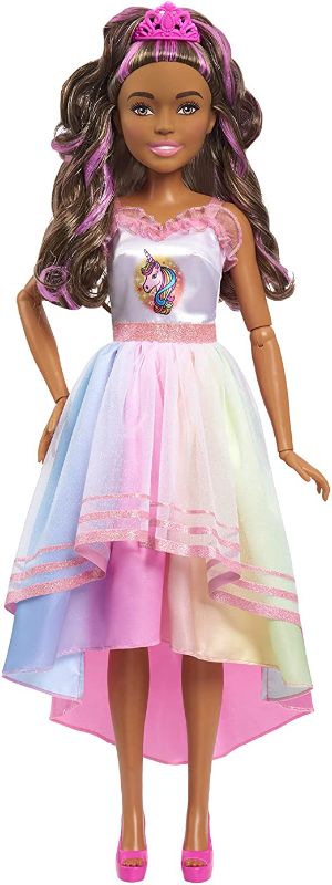 Photo 1 of Barbie 28-inch Best Fashion Friend Unicorn Party Doll, Brown Hair, Amazon Exclusive, by Just Play
