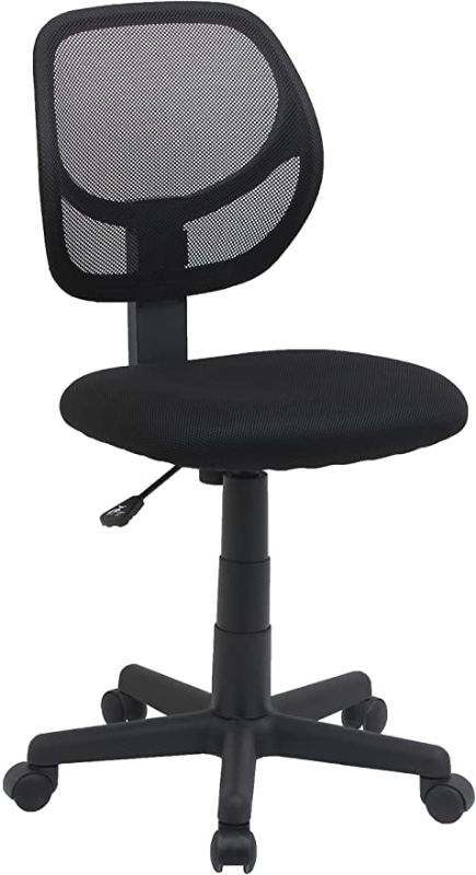 Photo 1 of Low-Back, Upholstered Mesh, Adjustable, Swivel Computer Office Desk Chair, Black
