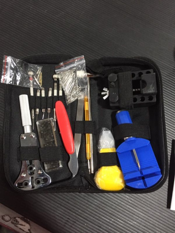 Photo 2 of 147 PCs Watch Repair Tool Kit Set Professional Spring Bar Tool Set Watch Link Pin Tool Back Opener Remover Watch Maintance Kits with Carrying Case & Hammer
