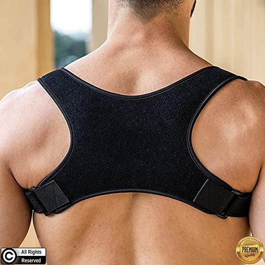 Photo 1 of  Posture Corrector For Men | Universal Fit Adjustable Upper Back Brace For Clavicle To Support Neck, Back and Shoulder Pain Relief Kyphosis Straightener Spine Support (Design Patented) Black
