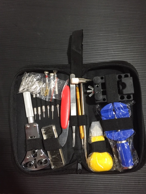 Photo 2 of 147 PCs Watch Repair Tool Kit Set Professional Spring Bar Tool Set Watch Link Pin Tool Back Opener Remover Watch Maintance Kits with Carrying Case & Hammer
