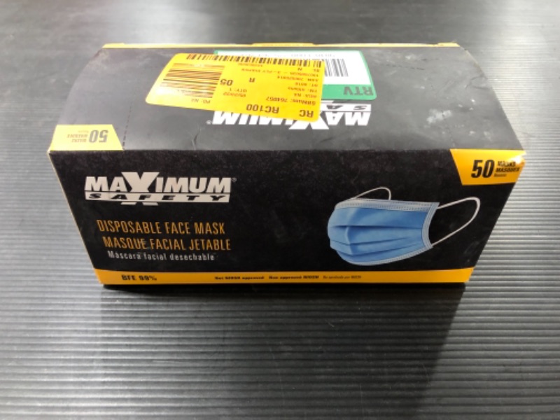 Photo 1 of MAXIMUM SAFETY 3-Ply Disposable Mask (50-Pack)

