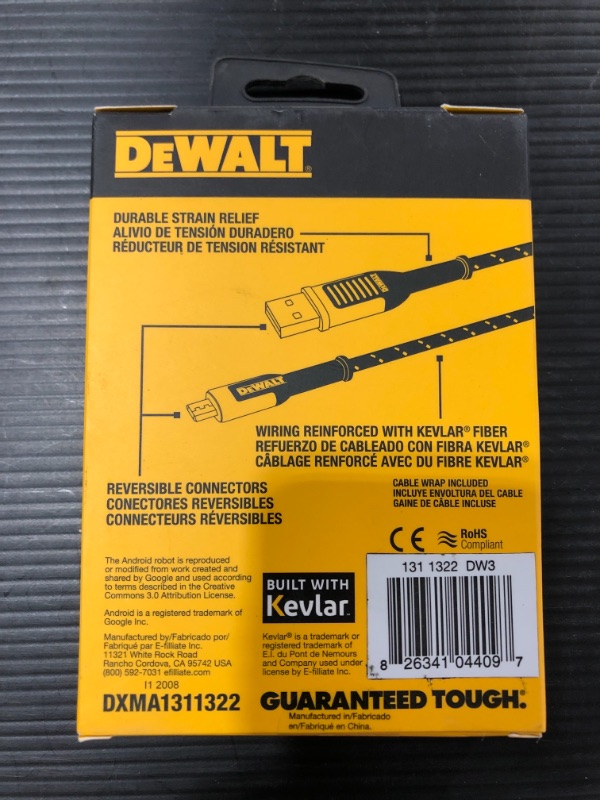 Photo 3 of DEWALT 4 ft. Reinforced Braided Cable for USB-A to USB-C
