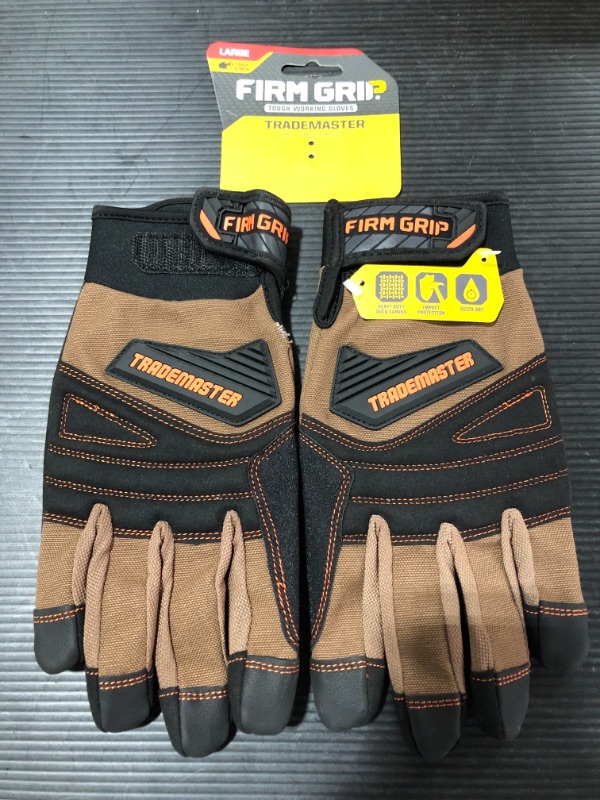 Photo 2 of FIRM GRIP Trade Master Large Tan Duck Canvas Glove. SIZE LARGE.
