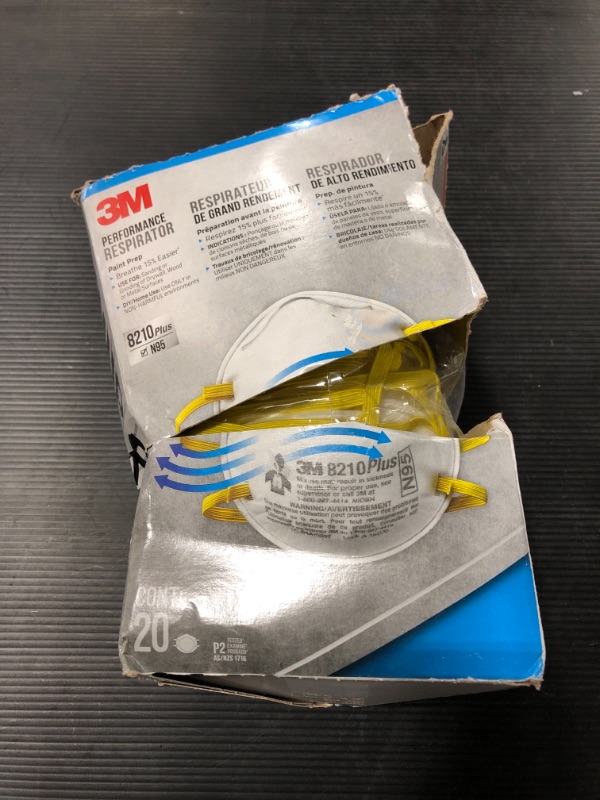 Photo 4 of 3M 8210 Plus N95 Performance Paint Prep Disposable Respirator (20-Pack). BOX DAMAGE. 
