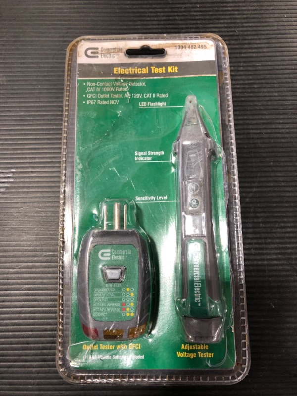 Photo 2 of COMMERCIAL ELECTRIC Electrical Tester Kit. OPEN PACKAGE. MISSING BATTERIES.
