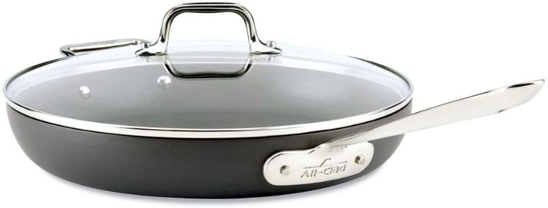 Photo 1 of All-Clad HA1 Hard Anodized Nonstick Frying Pan 12 Inch Pan Cookware, Medium Grey MISSING LID
