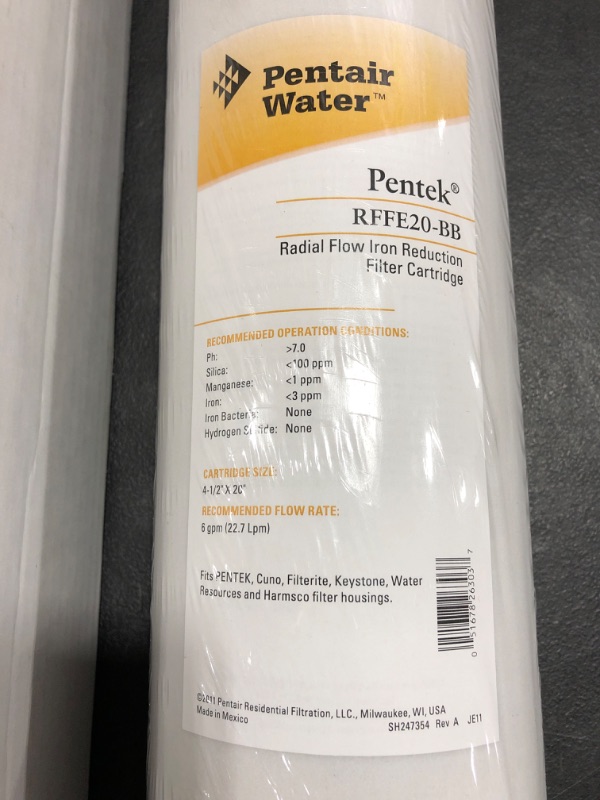 Photo 4 of 
Pentair Pentek RFFE20-BB Big Blue Water Filter, 20-Inch, Whole House Radial Flow Iron Reduction Replacement Cartridge, 20" x 4.5", White
