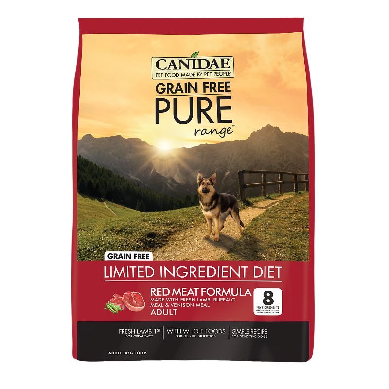 Photo 1 of CANIDAE Grain-Free PURE Limited Ingredient Lamb, Goat & Venison Meals Recipe Dry Dog Food, 12-lb Bag
MANUFACTURE'S DATE 06/03/2019.