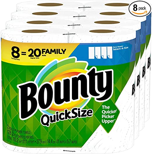 Photo 1 of Bounty Quick Size Paper Towels, White, 4 Packs Of 2 Family Rolls = 8 Family Rolls
