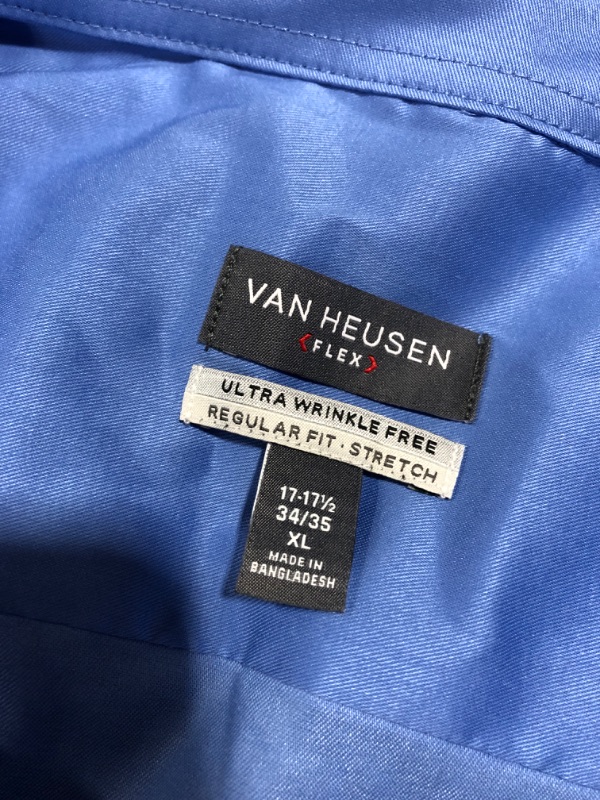 Photo 5 of Van Heusen Men's Dress Shirt Regular Fit Ultra Wrinkle Free Flex Collar Stretch. LIGHT BLUE.
SIZE 17-17.5 34/35 XL.