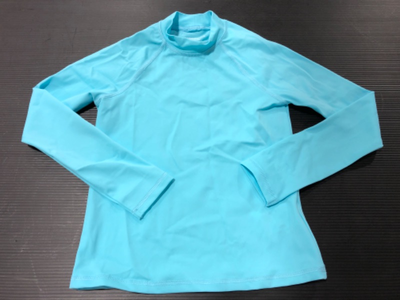 Photo 1 of Amazon Essentials Girls and Toddlers' UPF 50+ Long-Sleeve Rashguard. SIZE XS. AQUA. 
