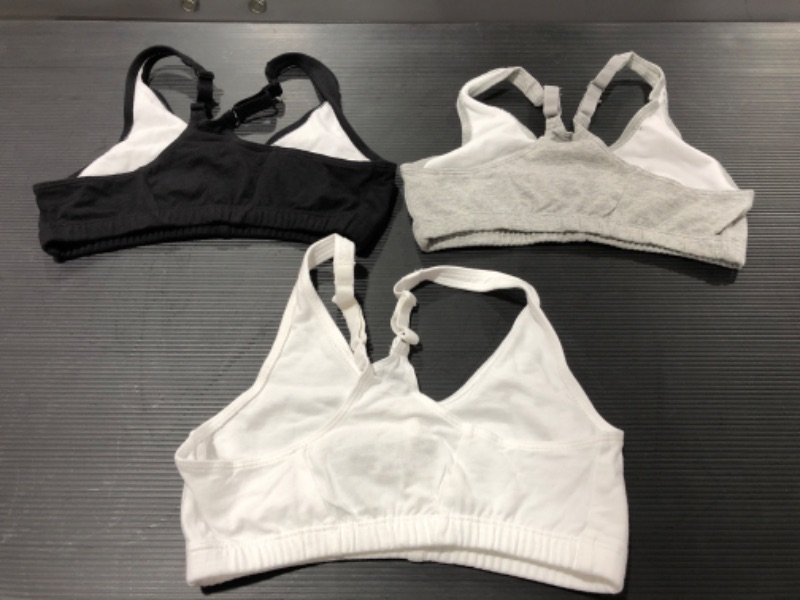 Photo 2 of WOMEN'S FRUIT OF THE LOOM SPORTS BRAS, SET OF 3. SIZE 32. PRIOR USE.