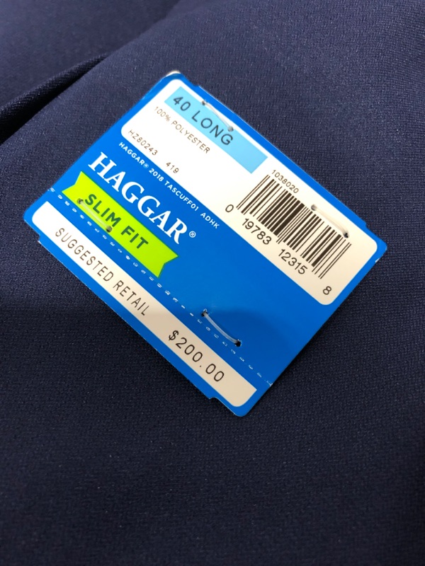 Photo 5 of Haggar Men's Active Series Stretch Slim Fit Suit Separates – Jacket. NAVY BLUE. SIZE 40 LONG. 
