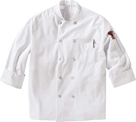 Photo 1 of Red Kap Men's Long Sleeve Ten Button Chef Coat with Mimix and Oilblok. WHITE.
SIZE M-RG.