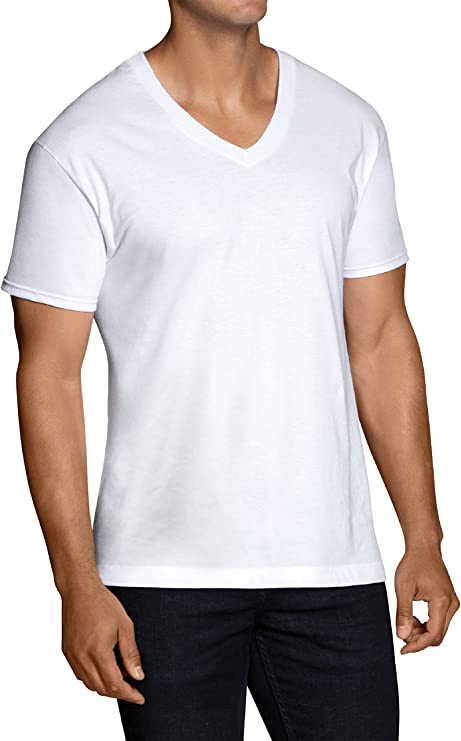 Photo 2 of Fruit of the Loom Men's Stay Tucked V-Neck T-Shirt. PACK OF 6. OPEN PACKAGE. SIZE XL.
