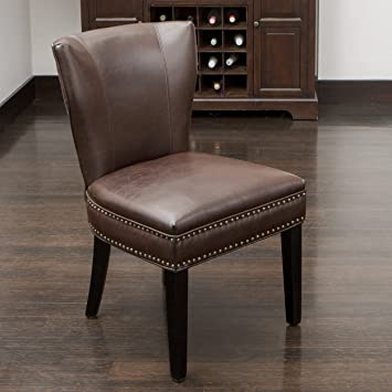 Photo 1 of Christopher Knight Home Jackie Leather Accent Dining Chair, Brown. NEW. OPENED BOX FOR PHOTOS.
