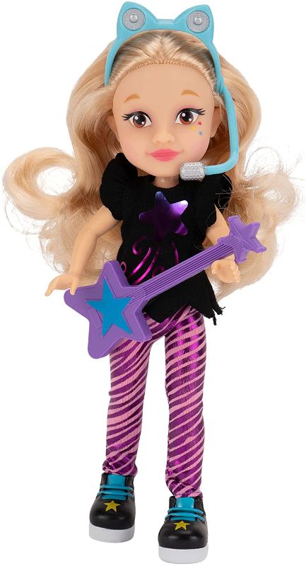 Photo 1 of Like Nastya My BFF Nastya Doll Dressed as a Rock Star; 8-inch Plush Doll with Microphone Headband, Guitar, and Hairbrush Accessory
