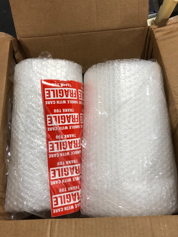 Photo 2 of 2-Pack Bubble Cushion Wrap Roll, Fuxury 12 Inch x 72 Feet Total Air Bubble Cushioning Wrap, Perforated Every 12", Included 20 Fragile Sticker Labels for Packaging Moving Shipping Boxes Supplies
