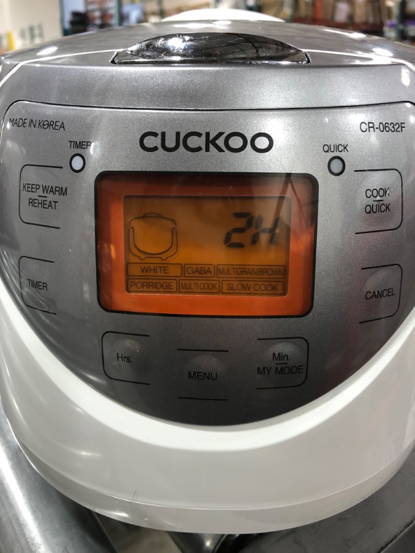 Photo 3 of CUCKOO CR-0632F | 6-Cup (Uncooked) Micom Rice Cooker | 9 Menu Options: White Rice, Brown Rice & More, Nonstick Inner Pot, Made in Korea | White/Grey

