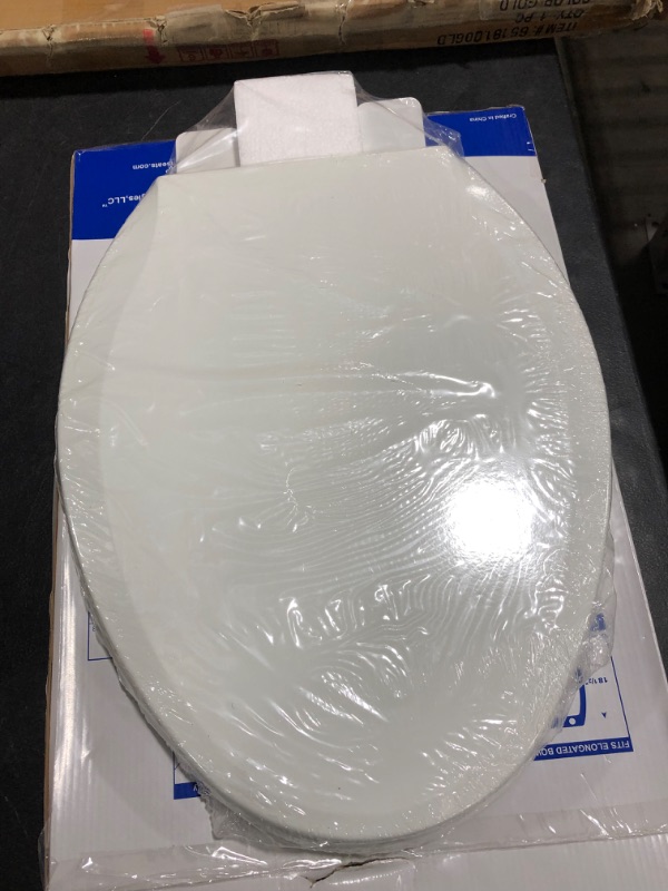 Photo 1 of Bath Décor 1F1E5-04 Premium Molded Wood Elongated Adjustable Hinge & OSG, Cotton White Toilet Seat
