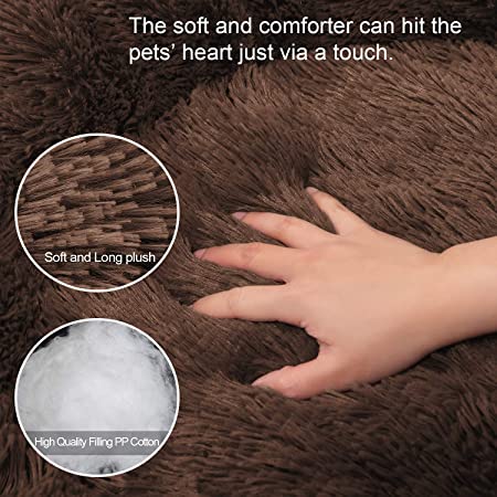 Photo 2 of BEDELITE Dog Bed for Small Dogs - Calming Dount Anxiety Dog Bed & Large Cat Bed, Washable Round Dog Bed Fluffy Pet Beds for Small Dogs in Soft Faux Fur (Brown) 
PRIOR USE.