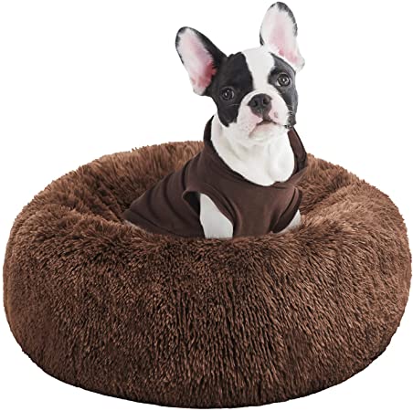 Photo 1 of BEDELITE Dog Bed for Small Dogs - Calming Dount Anxiety Dog Bed & Large Cat Bed, Washable Round Dog Bed Fluffy Pet Beds for Small Dogs in Soft Faux Fur (Brown) 
PRIOR USE.