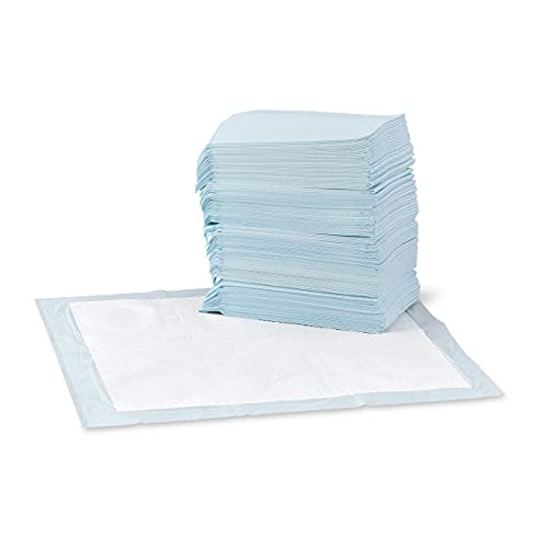 Photo 1 of Amazon Basics Dog and Puppy Pads, Leak-proof 5-Layer Pee Pads with Quick-dry Surface for Potty Training, Regular (22 x 22 Inches) - Pack of 100
