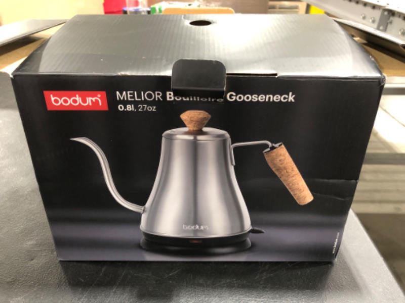 Photo 3 of Bodum 11883-57US Melior Gooseneck Electric Water Kettle, 27 Ounces, Matte Silver
OPEN BOX. PRIOR USE.