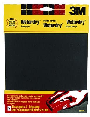 Photo 1 of 3M 9085 9 x 11 in. Waterproof Silicone Carbide Sandpaper, 400 Grit - 5 Pack
