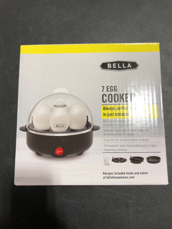 Photo 3 of BELLA 17283 Cooker, Rapid Boiler, Poacher Maker Make up to 7 Large Boiled Eggs, Poaching and Omelete Tray Included, Single Stack, Black
